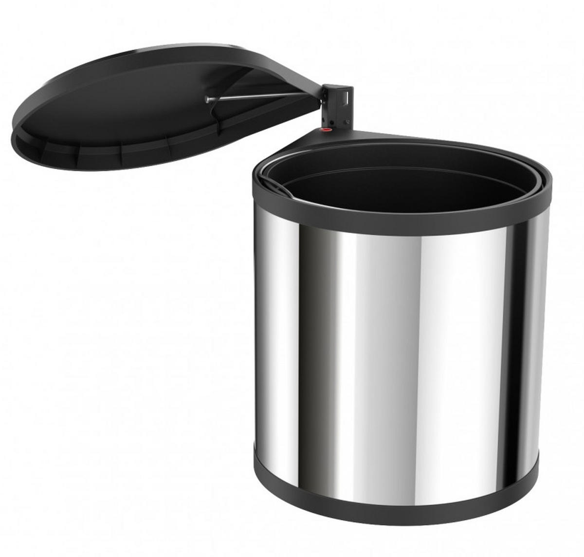MÜLLEIMER Hailo Mono Küche Einbau ab 40cm Schrank Edelstahl/Schwarz - Edelstahlfarben, Metall (29/29.5/30.4cm) - Hailo