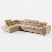 ECKSOFA VEMO NOVA Links Beige Velours-Stoff mit Schlaffunktion und Bettkasten - Beige, Textil (341/202cm) - Barchello