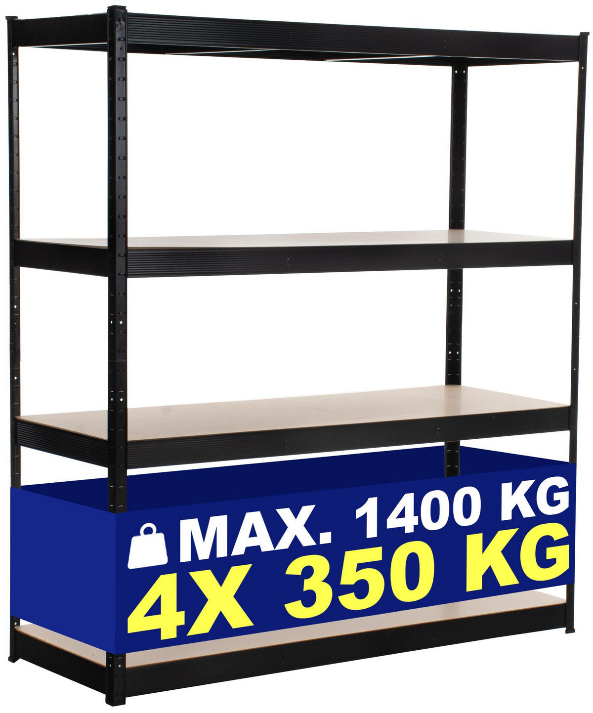 LAGERREGAL 160/60 cm Metall Schwarz - Schwarz, Metall (160/180/60cm) - CLP