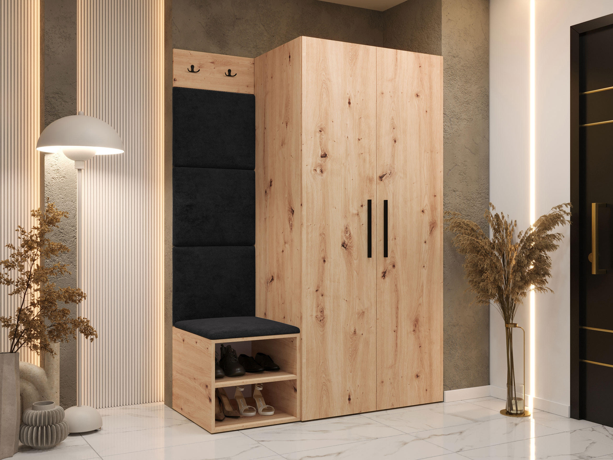 GARDEROBEN-SET Medi IV - Anthrazit/Schwarz, Holzwerkstoff/Kunststoff (80/191/50cm) - MIRJAN24