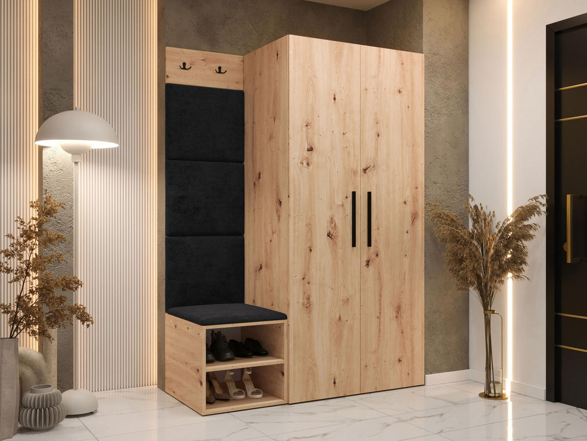 GARDEROBEN-SET Medi IV - Anthrazit/Schwarz, Holzwerkstoff/Kunststoff (80/191/50cm) - MIRJAN24