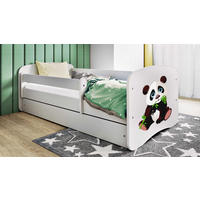 KINDERBETT Pandabär 80x160 cm mit Schublade, Rausfallschutz & Lattenrost, Weiß - Weiß, Holzwerkstoff (80/160cm) - RAUMHIRSCH FURNITURE