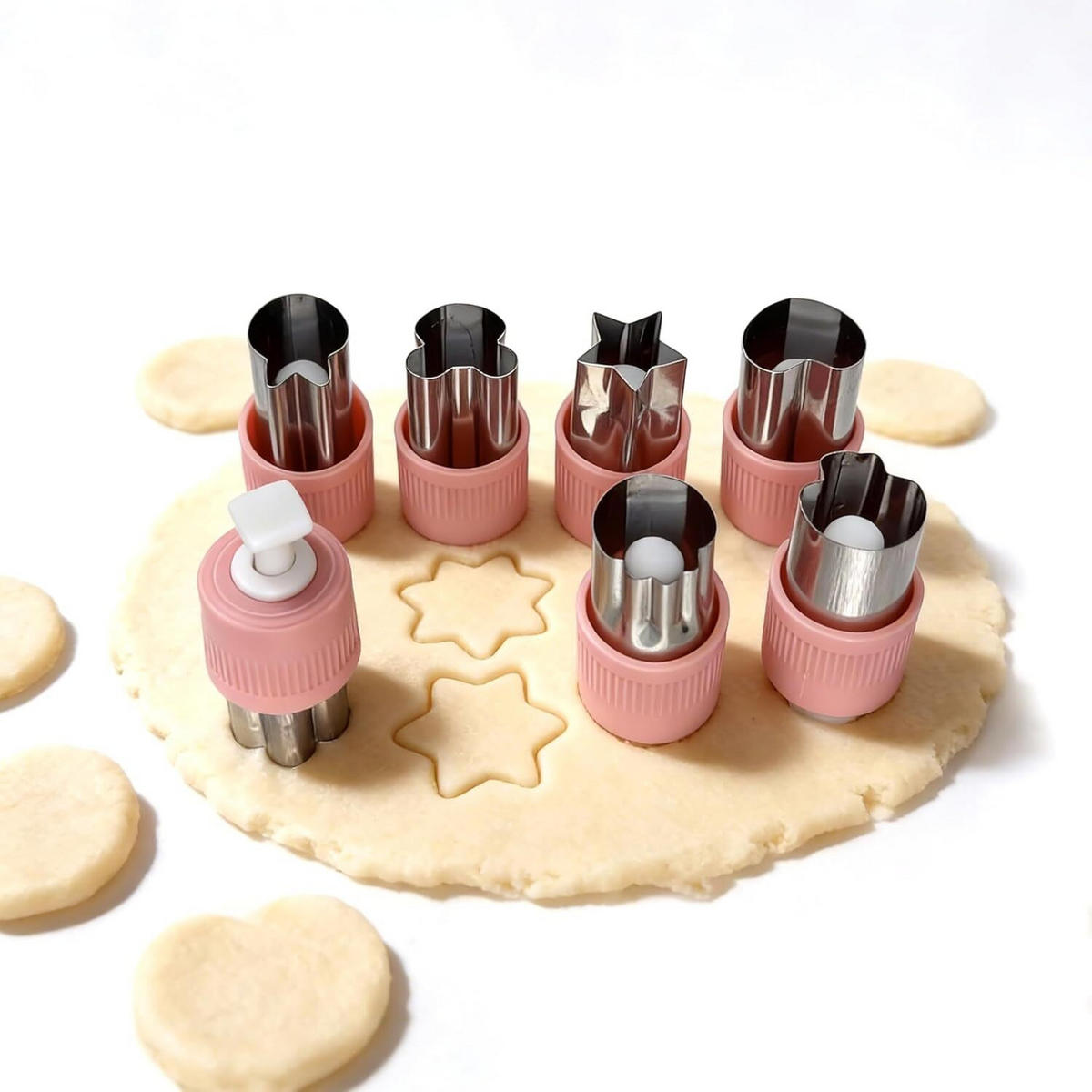 KINDERKÜCHE 8 Stück Schneider, Edelstahl, mit Ausstoßer - Pink, Metall (3/6/3cm) - Authentics