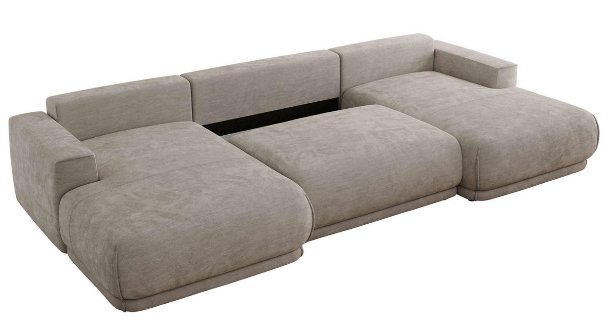 SEDACIA SÚPRAVA RINA U Svetlosivá Hladký ženil - čierna/svetlosivá, textil/plast (360/85/170cm) - MKS
