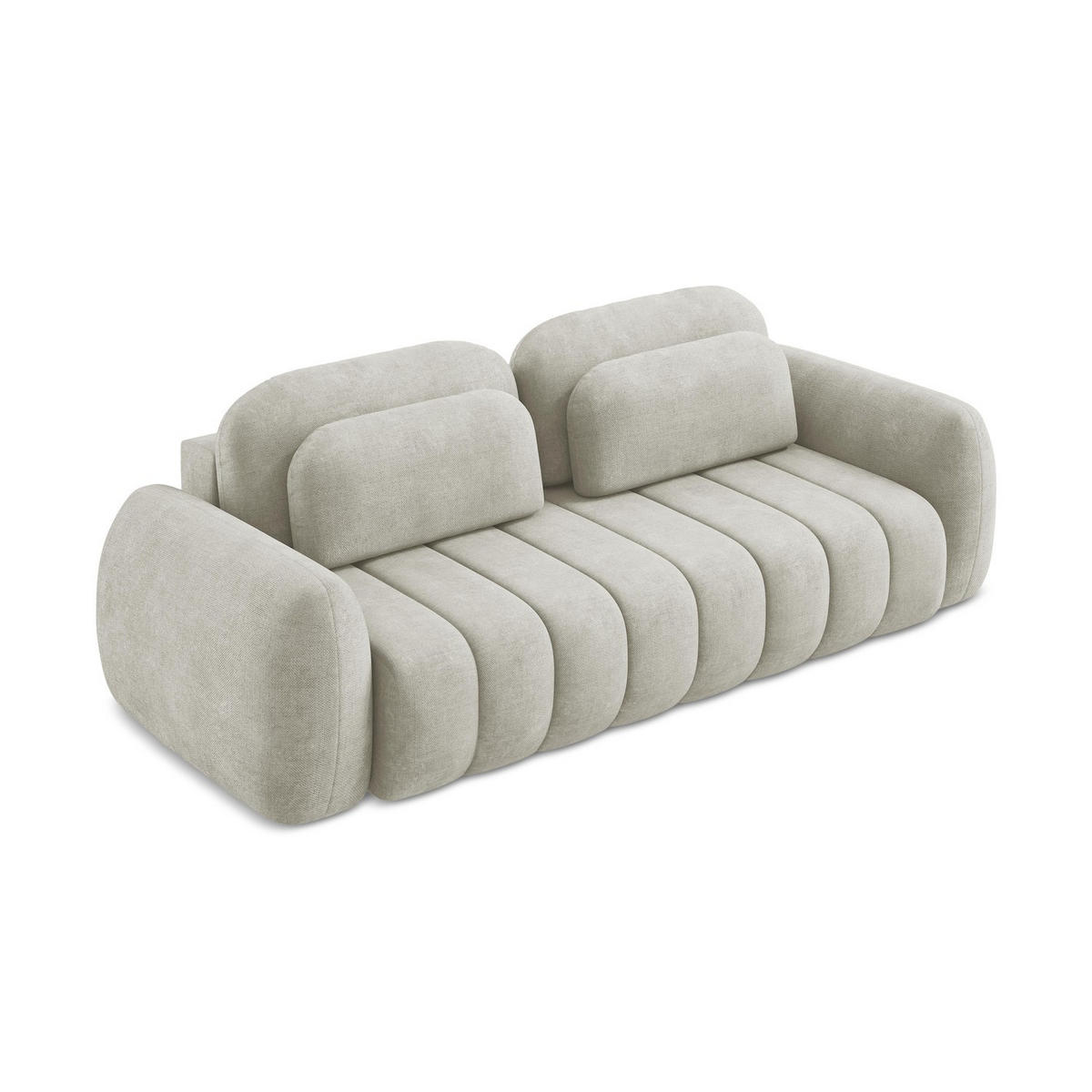 3-SITZER SOFA mit Schlaffunktion Chenille Stoff Creme - Perlmutt/Schwarz, Holzwerkstoff/Kunststoff (266/95/121cm) - LaMiaSofa