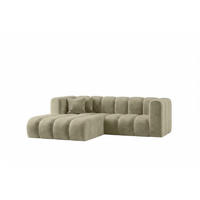 ECKSOFA Modulares In L-Form, Velvet-Stoff Riviera, Beige, Links, GRAND - Beige, Holz (227/179cm) - Kaiser Möbel