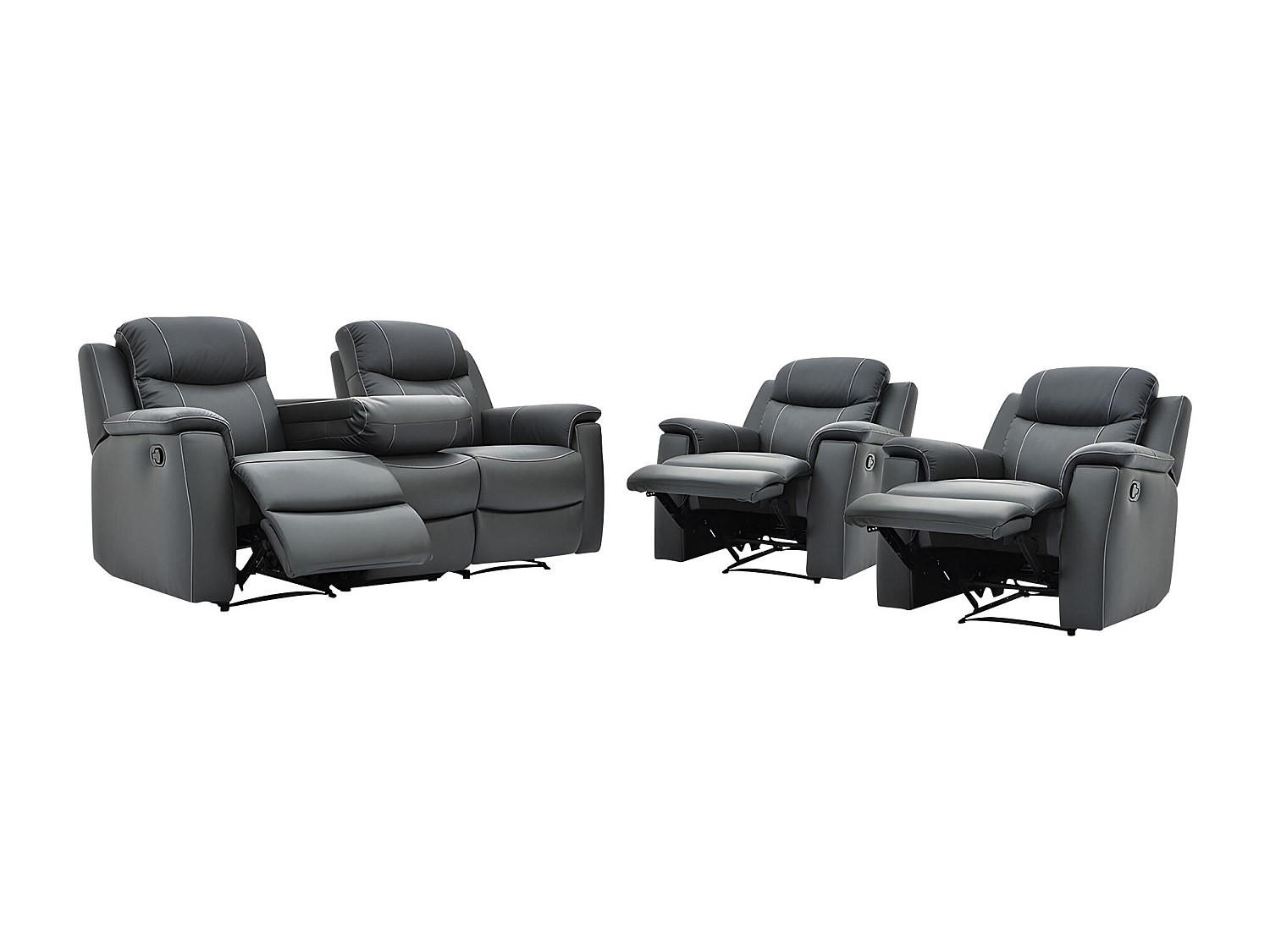 Vente-Unique Couchgarnitur Anthrazit 205x100x96 cm
