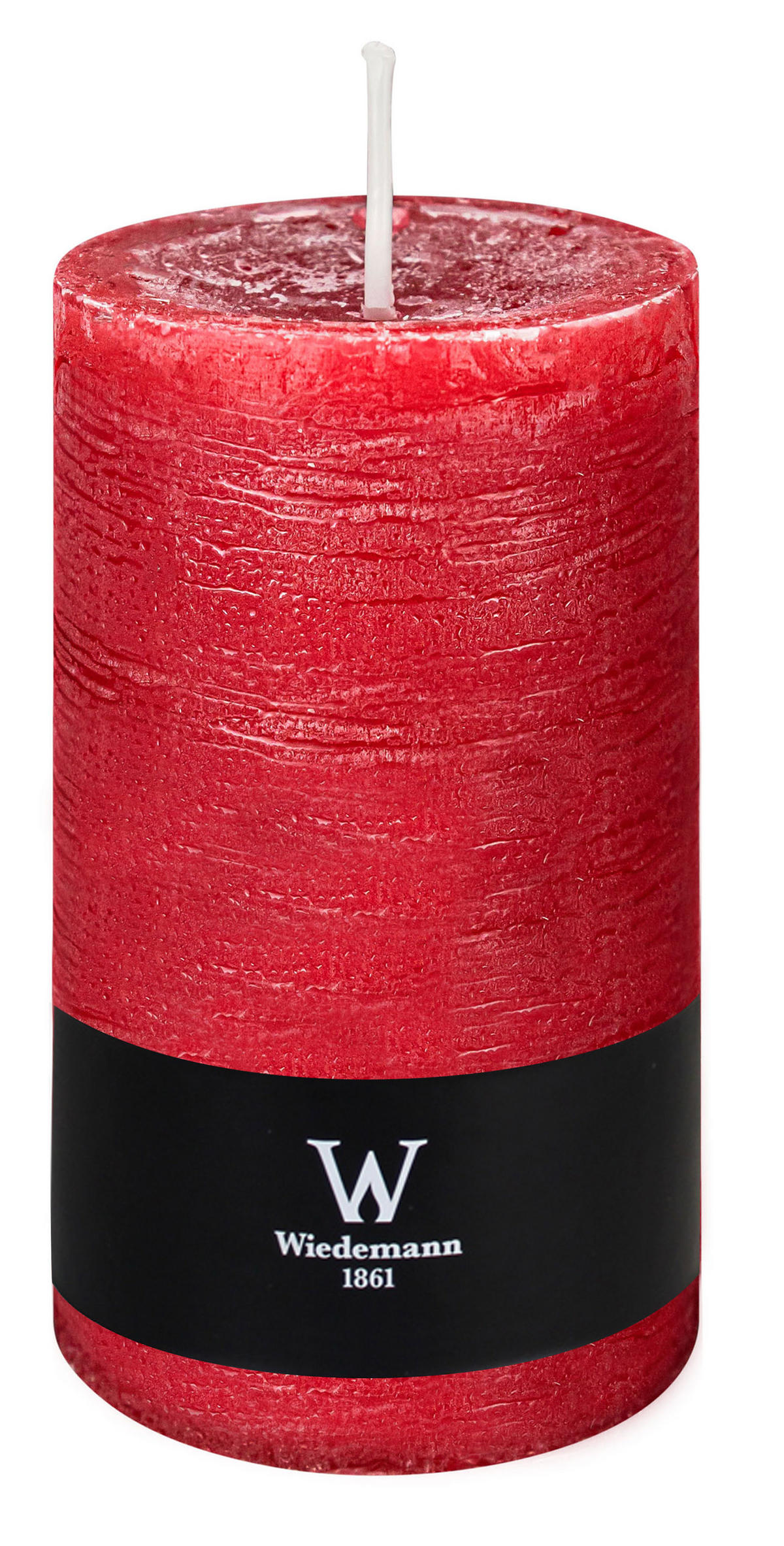 STUMPENKERZE Rustik Marble Style Rubin Rot 190 x Ø 98 mm, 1 Stück - Rot, Paraffin (19cm) - Wiedemann Kerzen