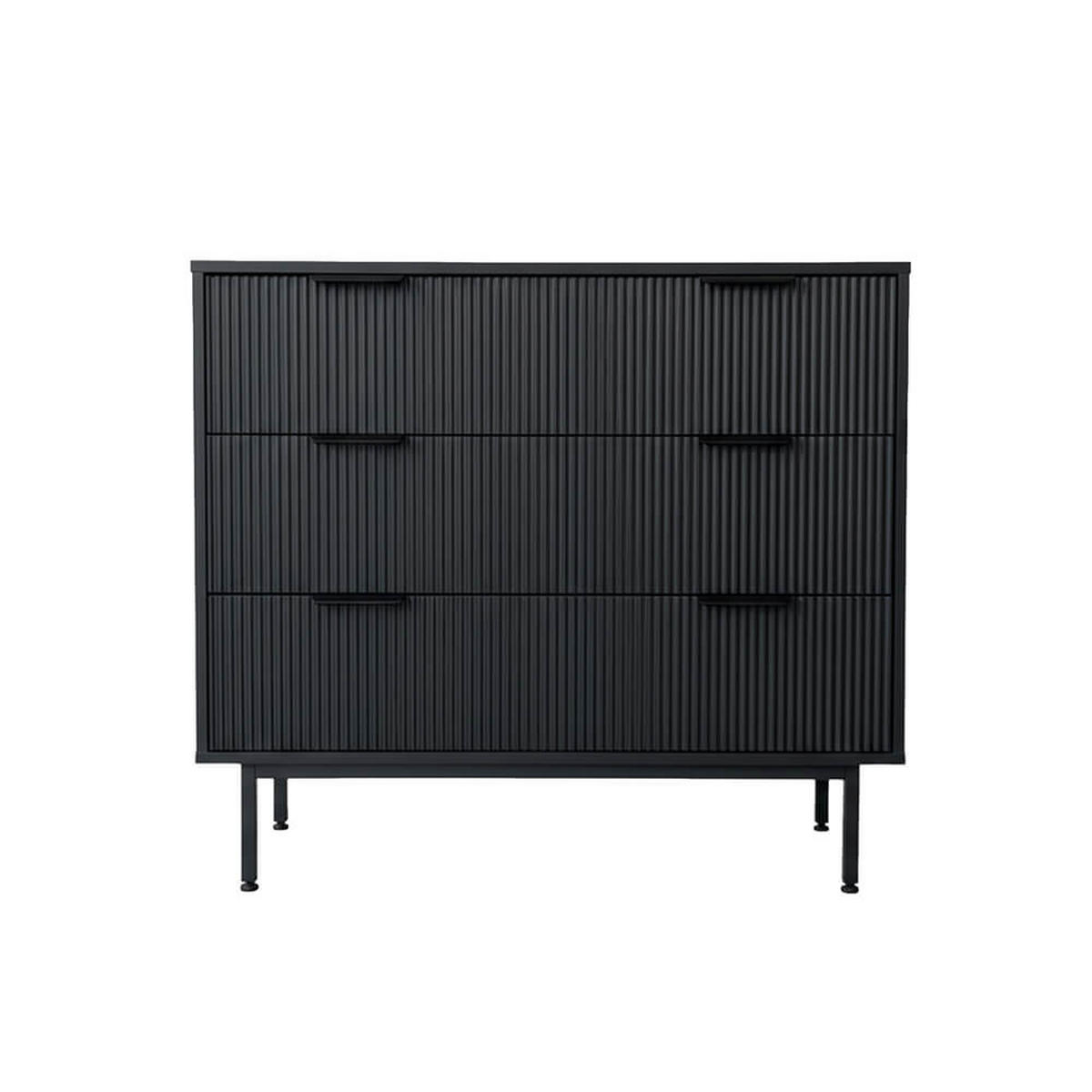 KOMMODE NYLA - Schwarz, 90 x 80 cm - Schwarz, Holzwerkstoff (90/80/42cm) - Home Deluxe
