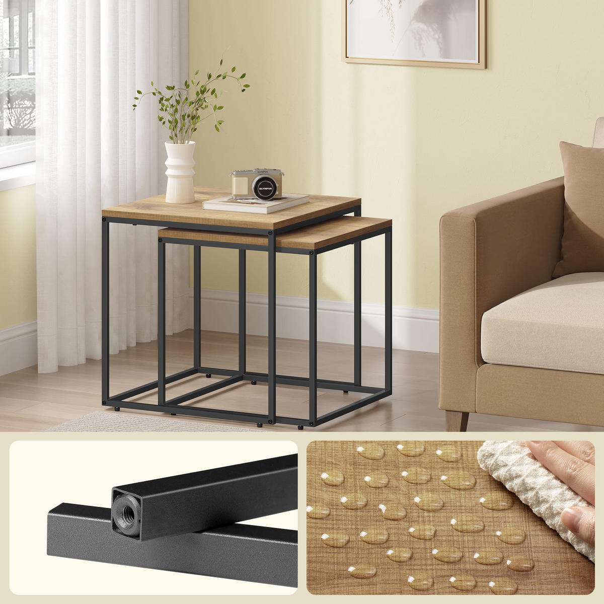 COUCHTISCH 2er Set quadratisch - Eichefarben, Holzwerkstoff (50/50/50.5cm) - Mat-Haus