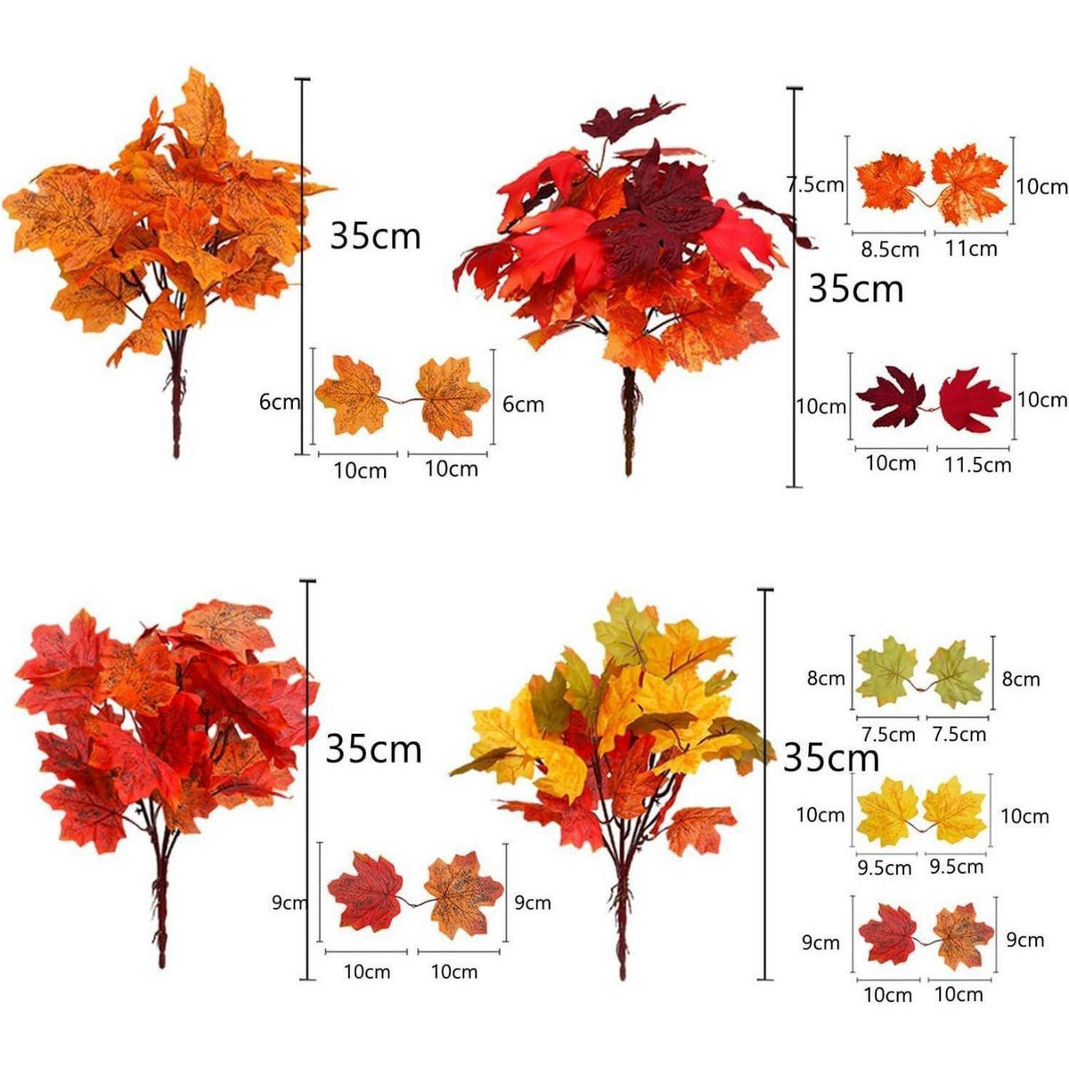 HERBSTSTRAUSS 4-teiliges Set 35 cm - Multicolor, Kunststoff (10cm)