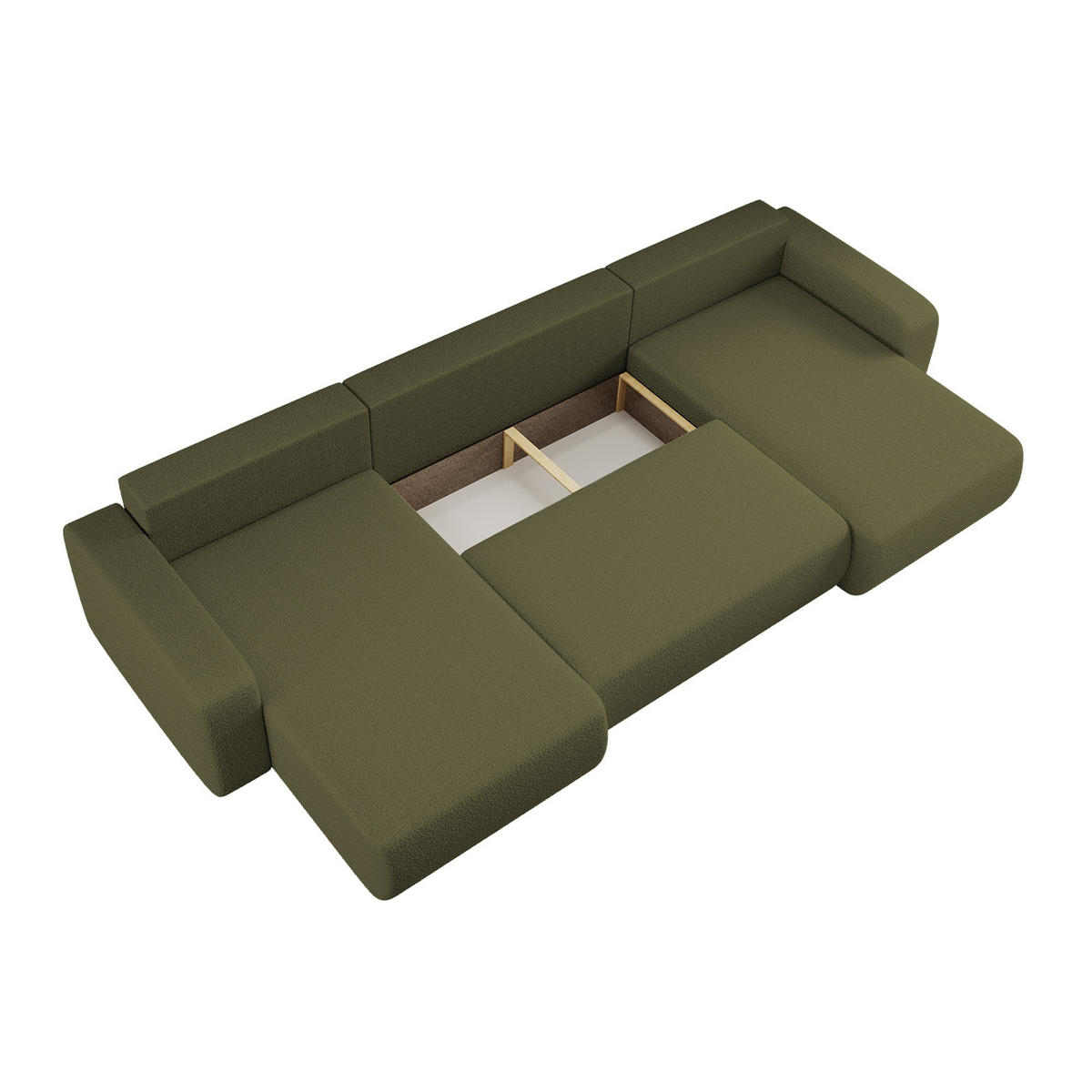 ECKSOFA U-Form Mit Schlaffunktion Und Bettkasten MILANO Stoff Olive - Olivgrün, Holz (312/145cm) - Kaiser Möbel