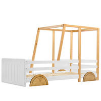KINDERBETT in Auto-Form 90x200 cm Weiß/Natur - Weiß, Holz (90/200cm) - Meubliv
