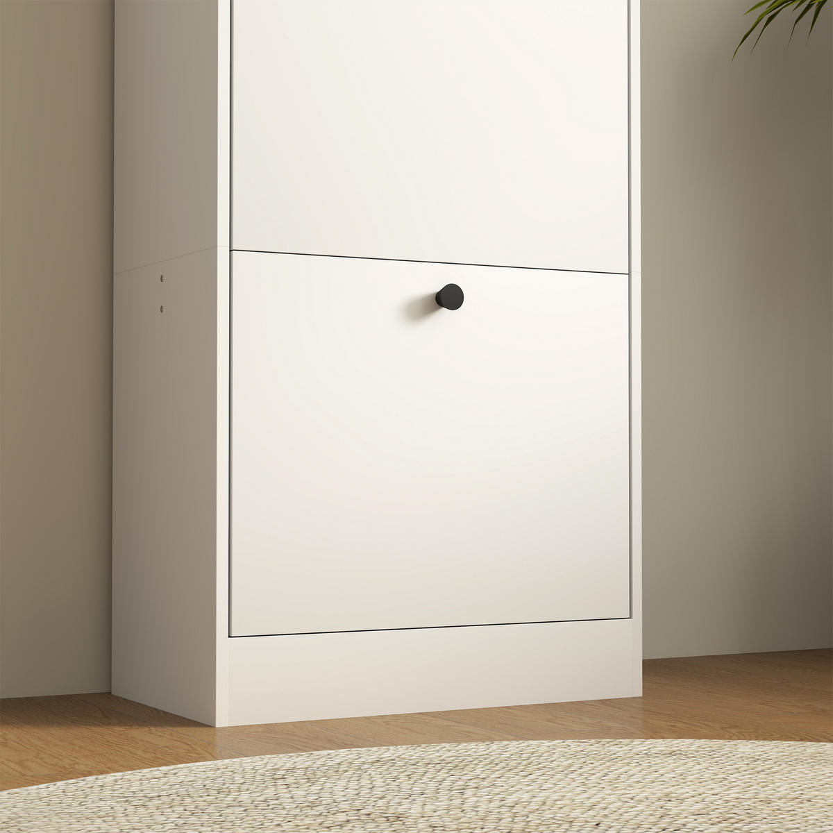 SCHUHSCHRANK DE-09715 3 Klappfächer mit verstellbaren Regalen Weiß - Weiß, Holzwerkstoff (47/115/28cm) - ComfortXL