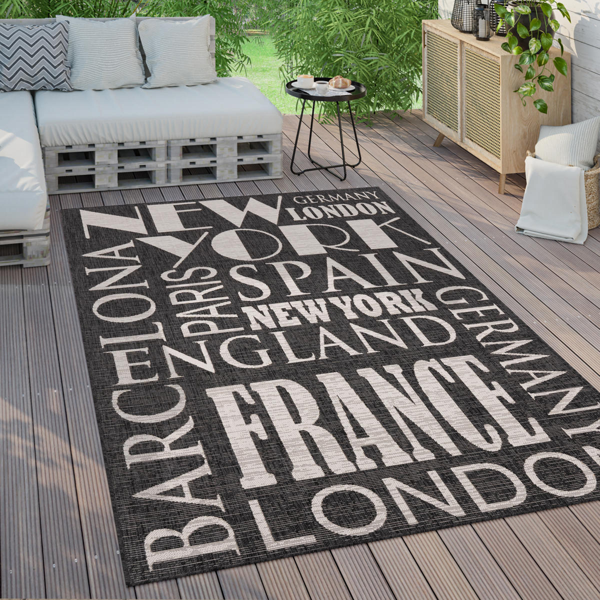 OUTDOORTEPPICH 80/250 cm Kitchen 381 - Anthrazit, Textil (80/250cm) - Paco Home