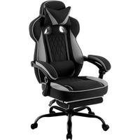 GAMINGSTUHL Mesh-Gewebe, Schwarz+Grau - Schwarz/Grau, Kunststoff/Textil (70/120/70cm) - Woltu