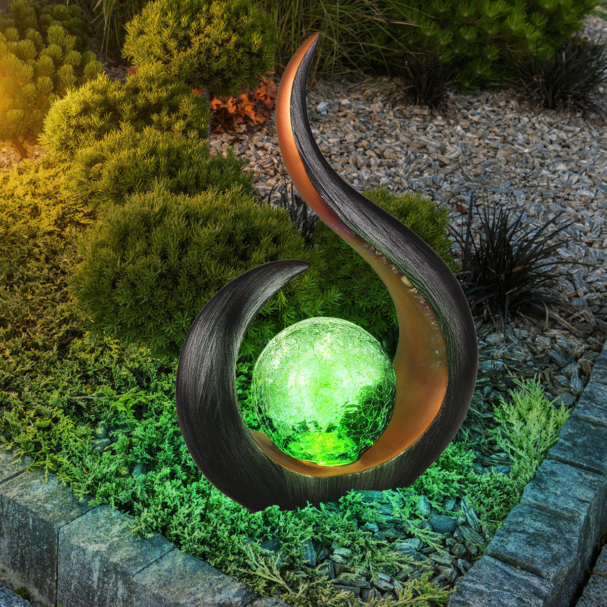 LED AUSSENLEUCHTE Solarlampe Schwarz matt 2er Set - Schwarz, Glas (22.5/10/33.5cm) - Globo Lighting