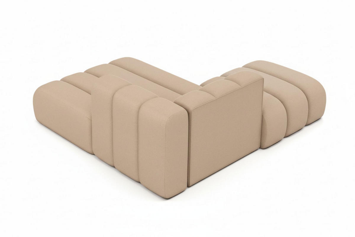 CHAISELONGUE Mit Hocker Grand, Veloursstoff Salvador, Beige, Links - Beige, Holz (204/179cm) - Kaiser Möbel