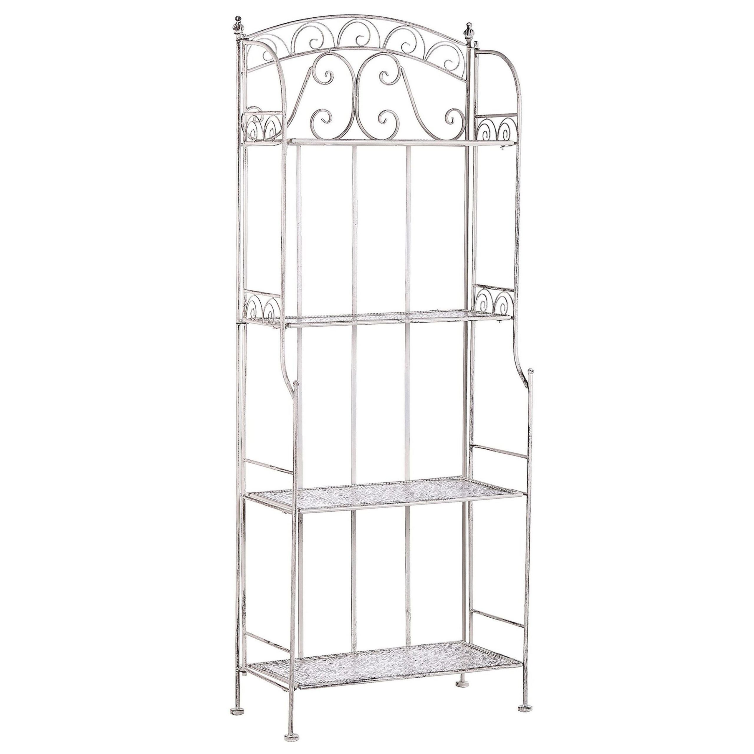 GARTENREGAL weiß Metall 4 Ablageflächen klappbar Padua - Weiß, Metall (61/156/32cm) - Beliani