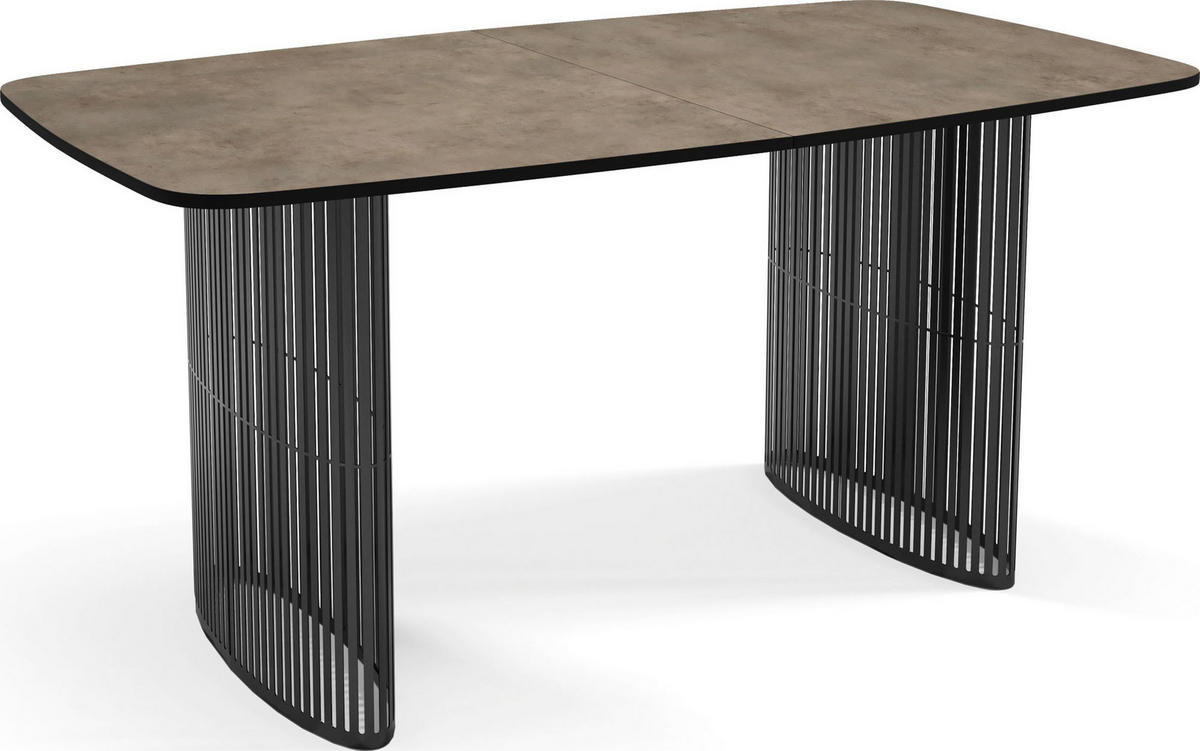 ESSTISCH Cavaro rechteckig oval ausziehbar, Beton-Optik Dunkelgrau 160-236/90/76 cm - Dunkelgrau/Schwarz, Holzwerkstoff/Metall (160/90/76cm) - WFL GROUP