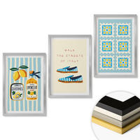 WANDBILDER 3er Set - 40x60 cm Silberner Rahmen - Früchte, Elemente der italienischen Kultur - Silberfarben, Kunststoff (40/60cm) - ArtPrintCave