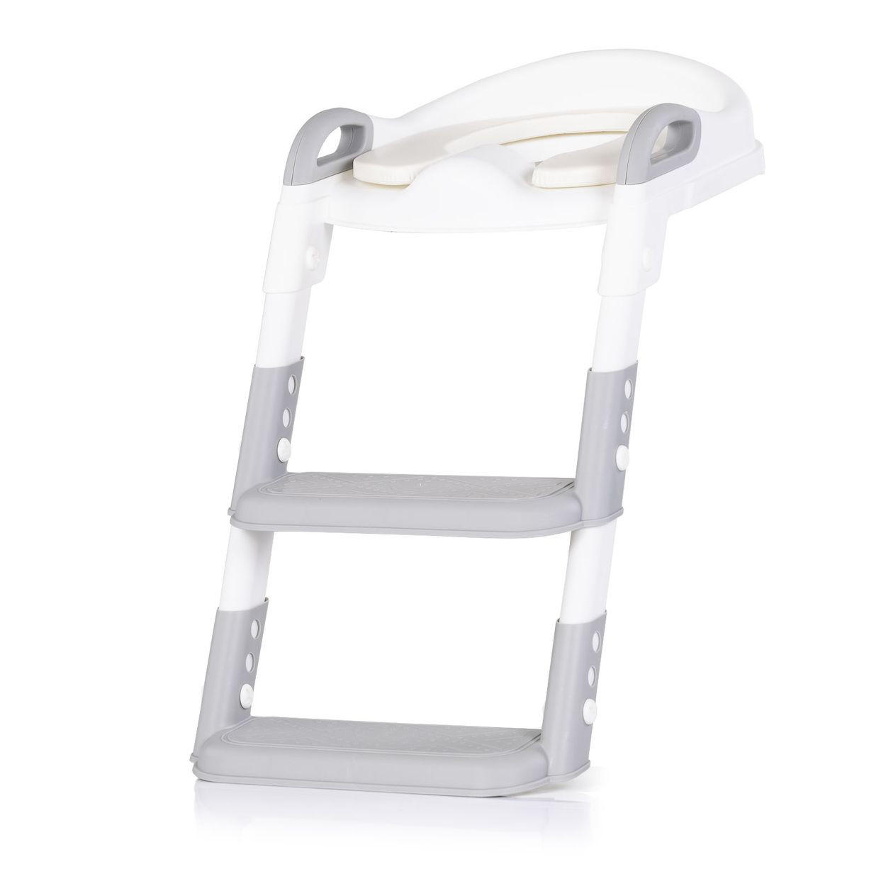 TOILETTENTRAINER Kiddy grau Toilettensitz, höhenverstellbar, Griffe, Stufen, ab 2 bis 8 Jahren - Grau, Kunststoff (33/35cm) - Chipolino