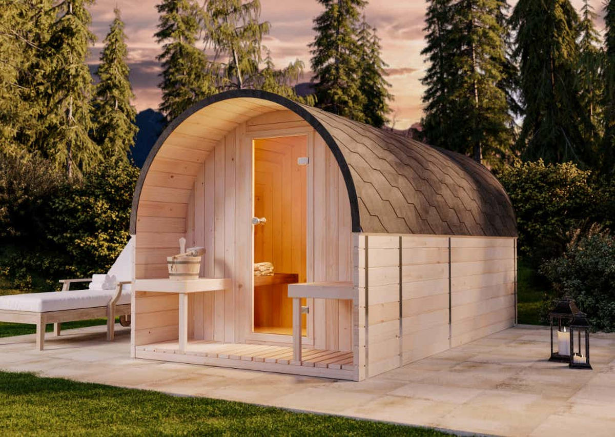 FASSSAUNA Holz ScandiPod Deluxe - Naturfarben, Holz (210/210/406cm) - FinnTherm