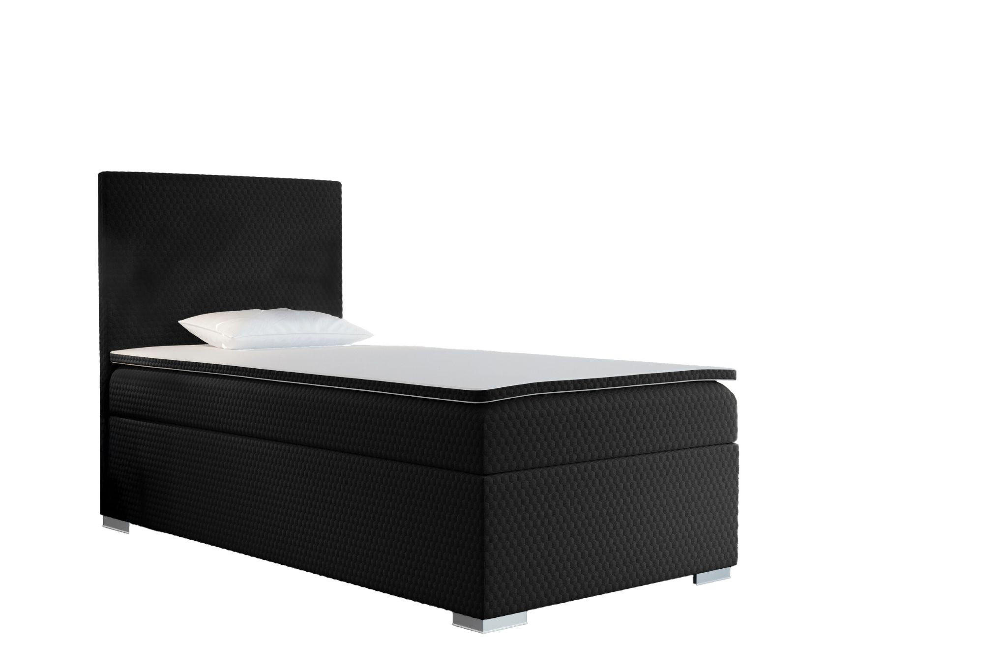 BOXBETT Mit Bettkasten Matratze Topper ICON Schwarz 80x200 cm Links - Schwarz, Holz (80/200cm) - Kaiser Möbel