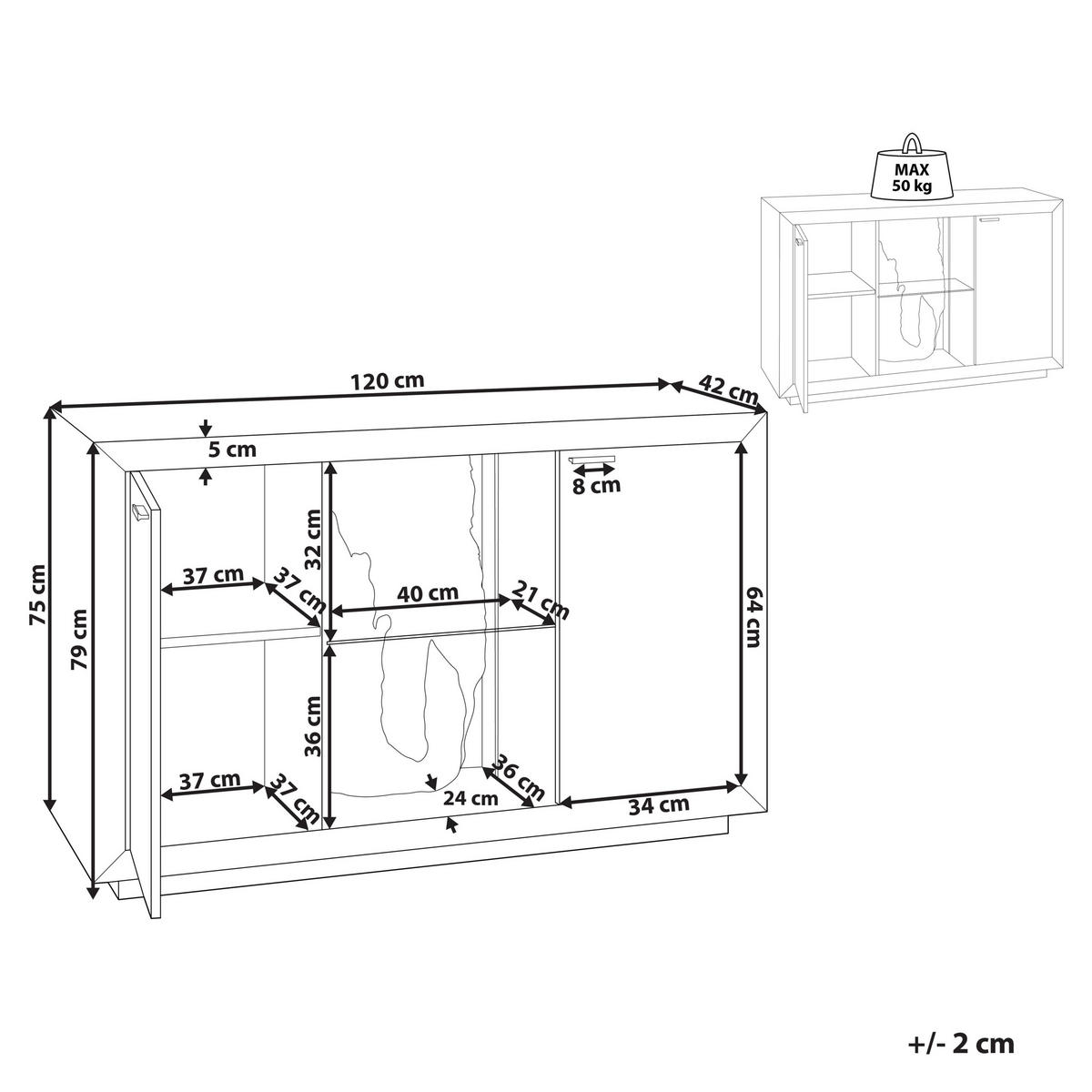 SCHRANK Braun/Schwarz Marana - Schwarz, Holzwerkstoff (120/75/42cm) - Beliani