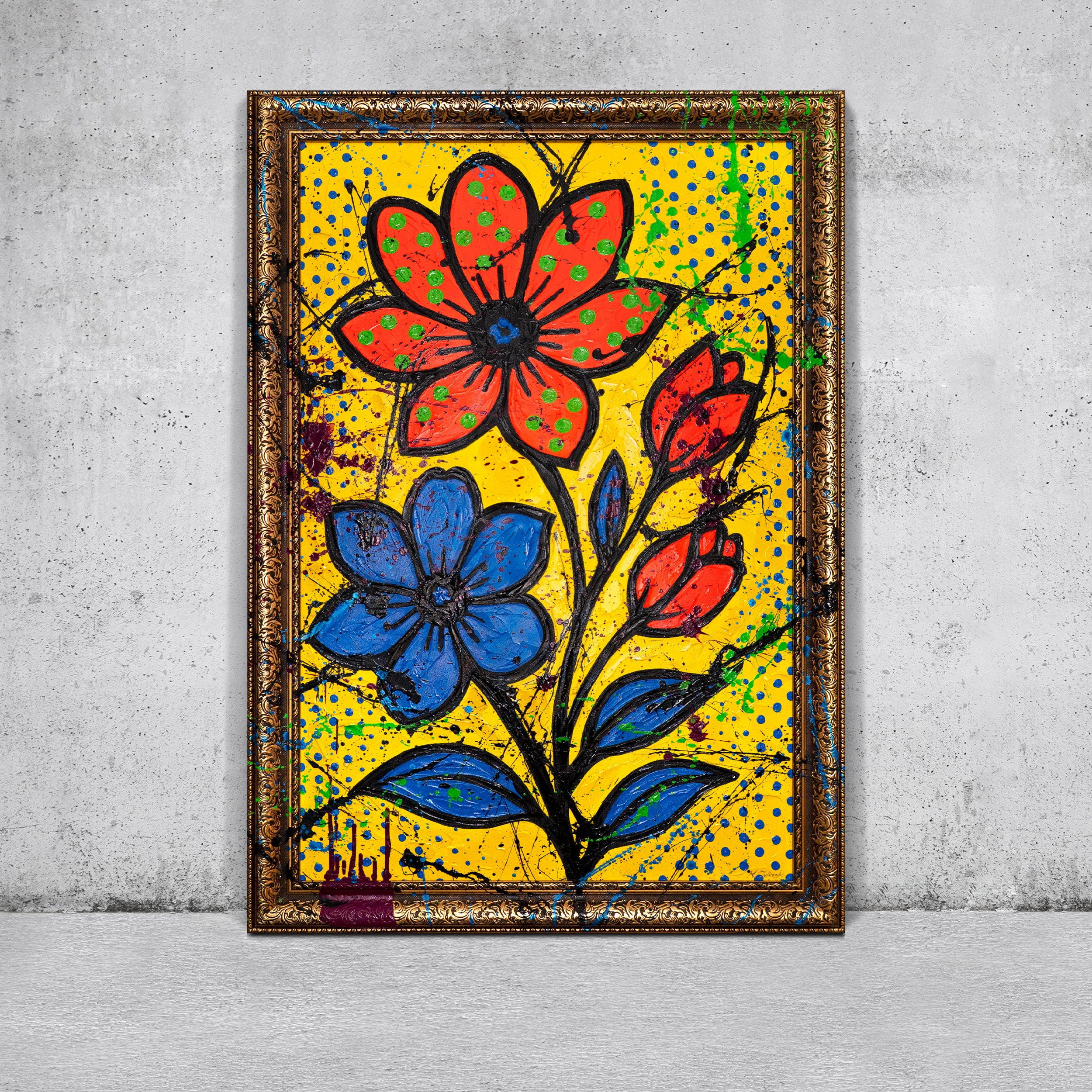 GEMÄLDE Blütenrausch Schattenfugenrahmen Gold 120x80 cm - Goldfarben, Holz (120/80cm) - YS-art gallery