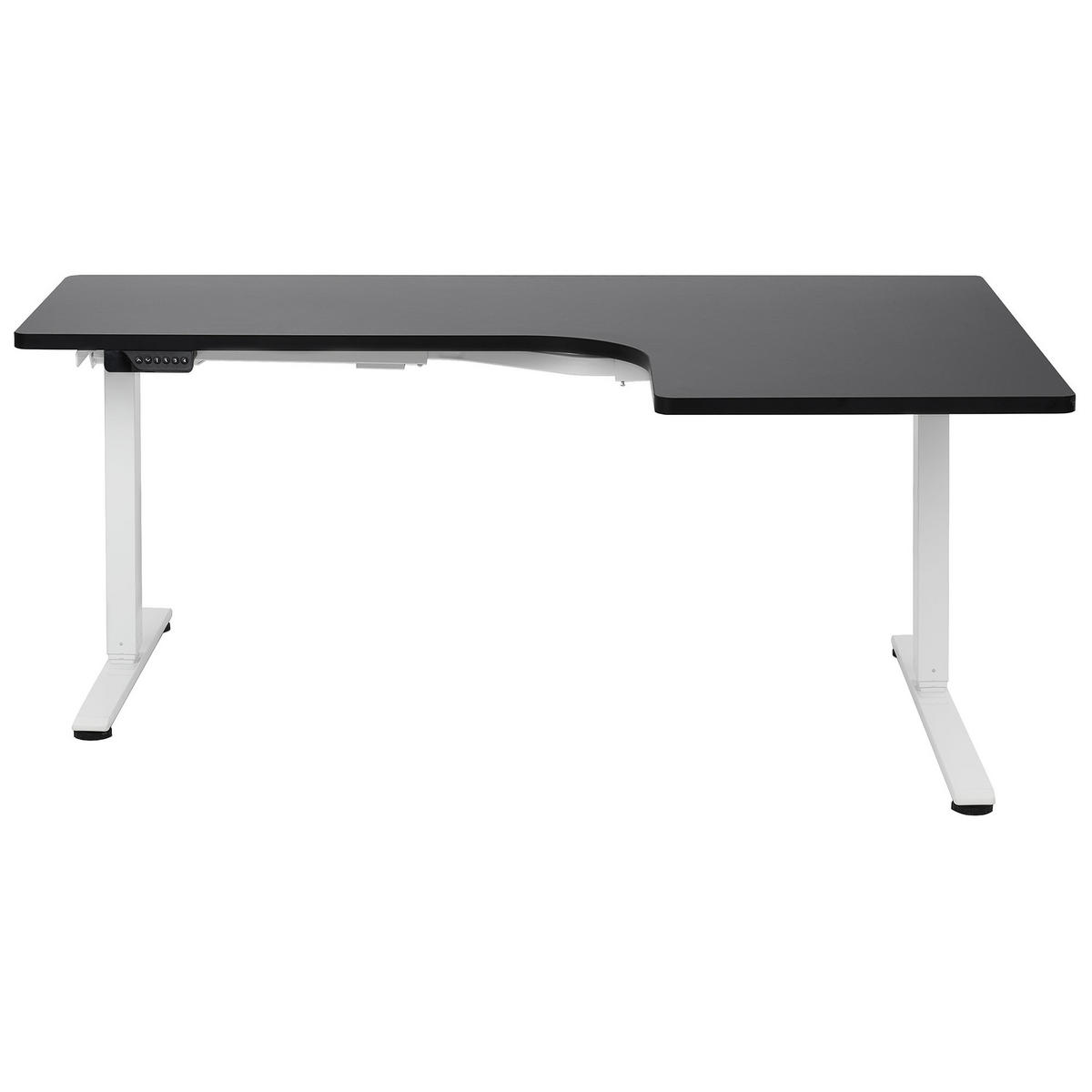 ECKSCHREIBTISCH elektrisch höhenverstellbar 160/109 cm Schwarz/Weiß rechtsseitig Destines - Schwarz/Weiß, Holzwerkstoff/Metall (109/160/60cm) - Beliani