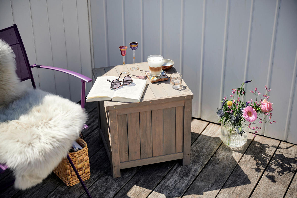 GARTENBOX HILLE mit Klappdeckel 45*45*45 cm - Grau, Holz (45/45/45cm) - butenkist
