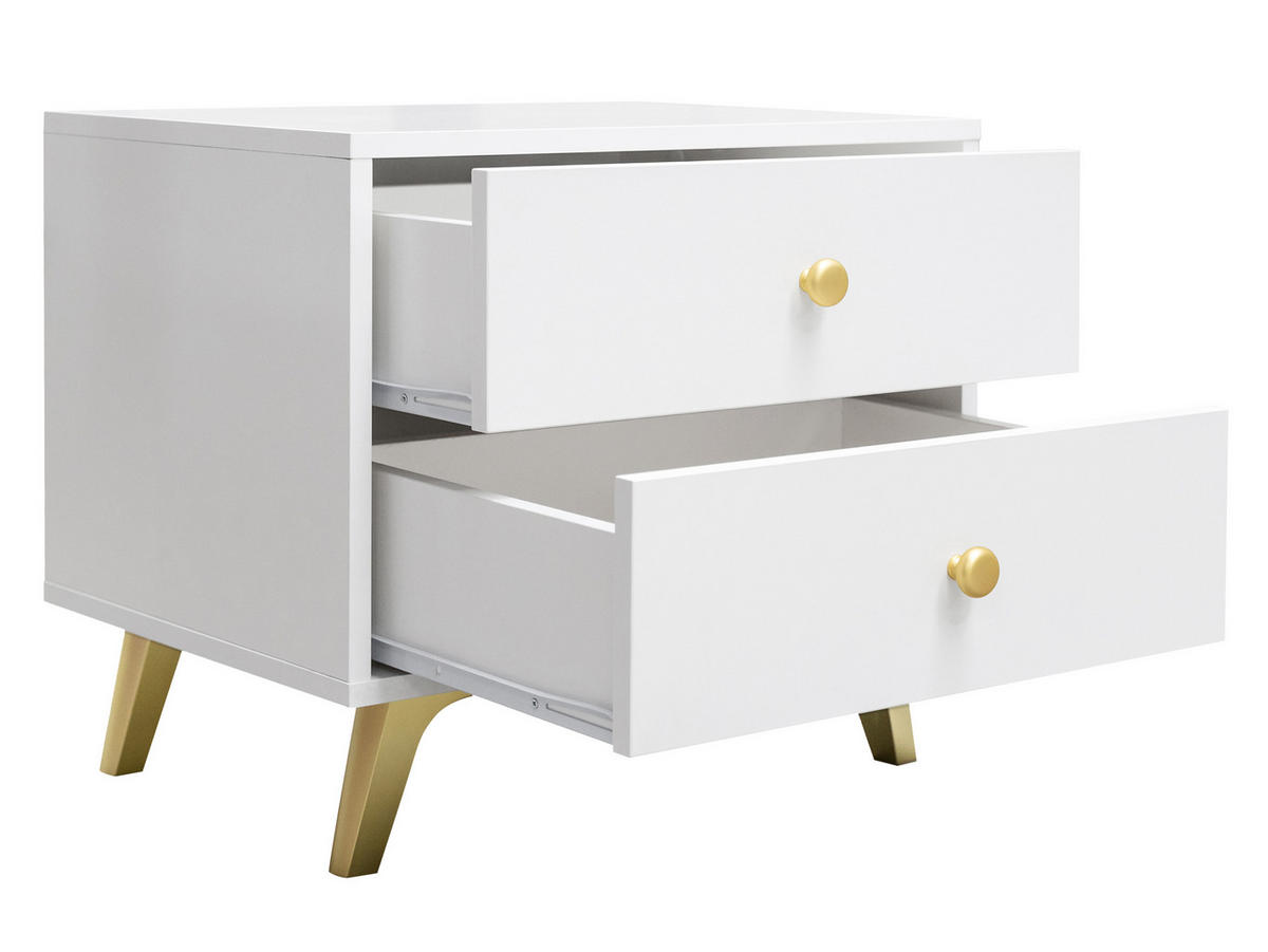 NACHTTISCH Siena - Goldfarben/Weiß, Holzwerkstoff/Metall (54/48/41cm) - MIRJAN24