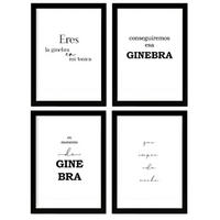 POSTER Set mit 4 Gin TypografieStil A4 Rahmenlos - Klar, Papier (29.7/3cm) - Nacnic