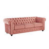 SOFA 3-Sitzer - Samt - Rosa - CHESTERFIELD - Pink, Textil (88/72/205cm) - Vente-Unique