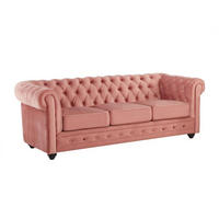 SOFA 3-Sitzer - Samt - Rosa - CHESTERFIELD - Pink, Textil (88/72/205cm) - Vente-Unique