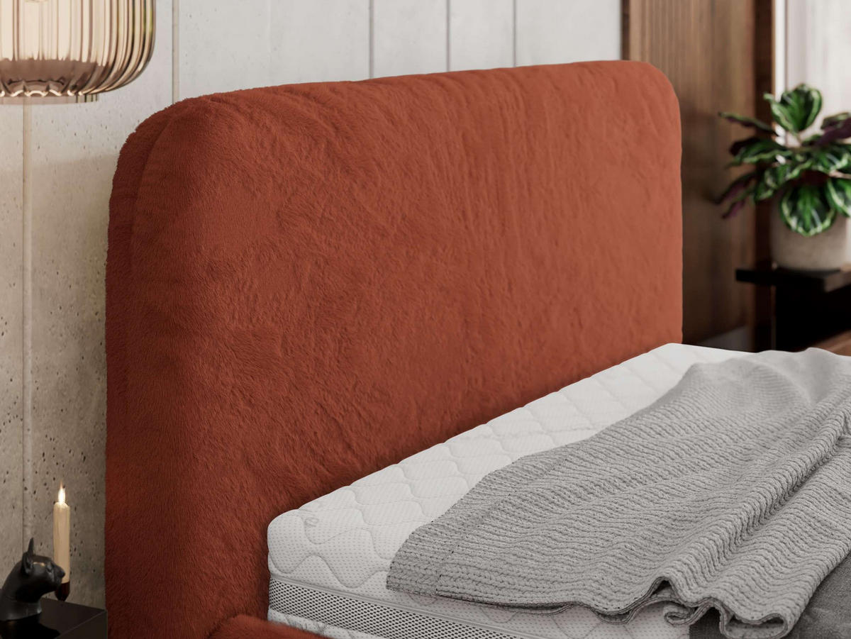 POLSTERBETT BENEA CLASSIC 180/200 - Orange Plüsch - Pocket-Matratze - Orange, Textil (180/200cm) - MKS