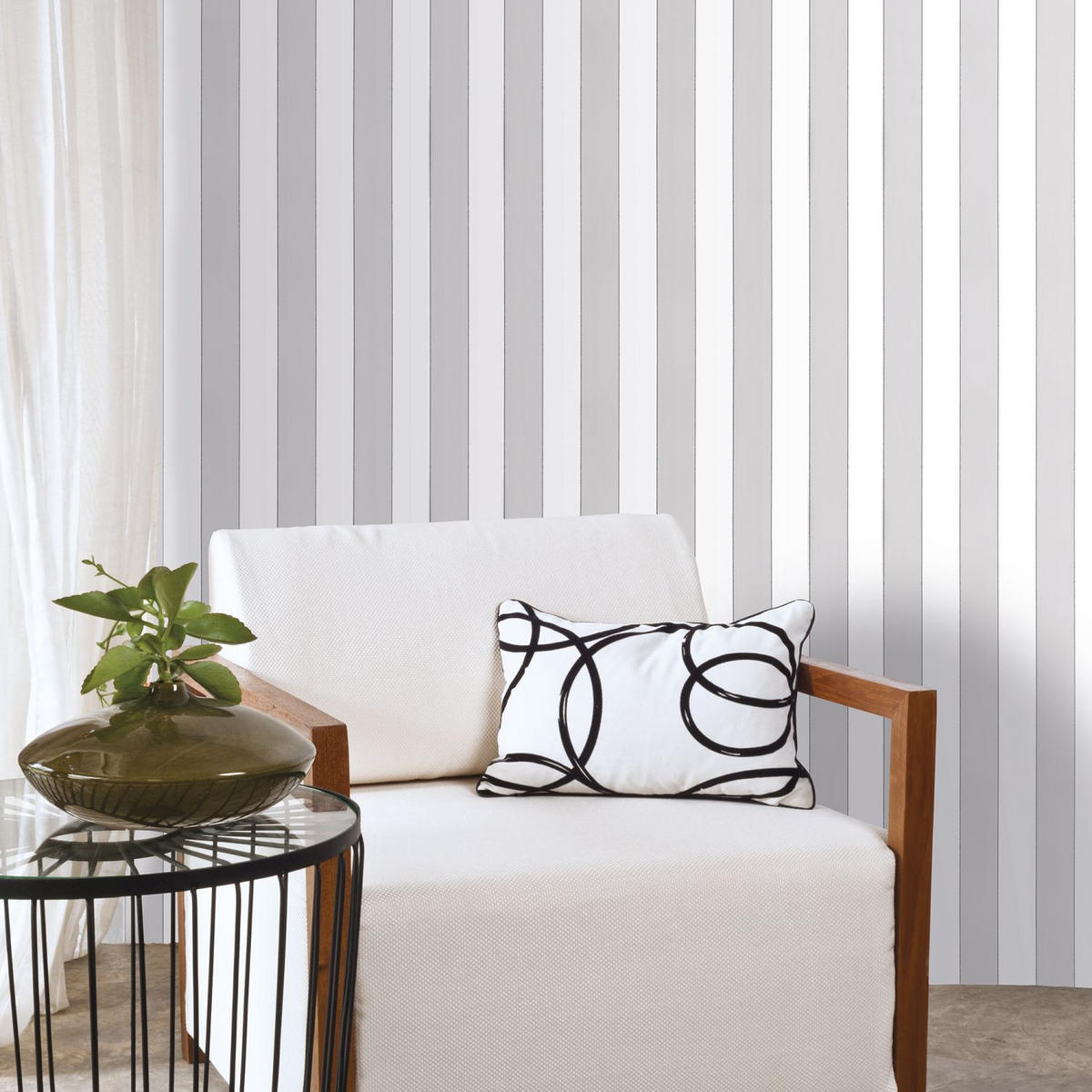 TAPETE Streifen 53 cm x 10.05 m - Grau, Papier (53/0.1cm) - Sanders & Sanders