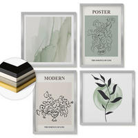 WANDBILDER 4er Set - 50x50 cm & 40x60 cm Silberner Rahmen - Blumen in einer modernen Vase - Silberfarben, Kunststoff (50/50cm) - ArtPrintCave