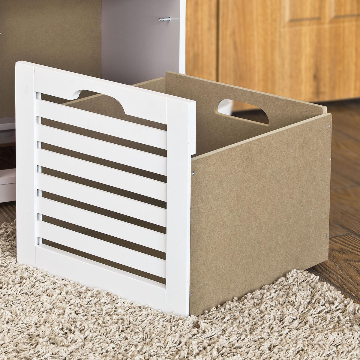 SCHUHBANK Weiß - Weiß, Holzwerkstoff (71/43/34cm) - SoBuy