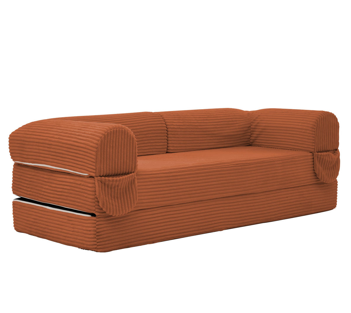 SCHLAFSOFA in Orange aus Cord mit bodennaher Konstruktion - Orange, Textil/Metall (190/45/78cm) - CHICFURN
