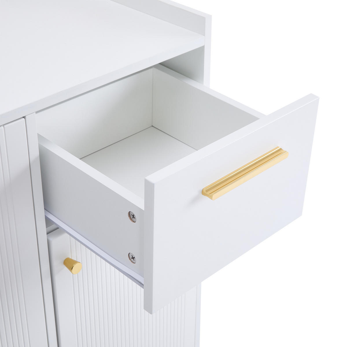 SCHUHSCHRANK aus Spanplatte 130x37x100cm Weiß mit 2 Schubladen - Weiß, Holzwerkstoff (130/100/37cm) - Modfu