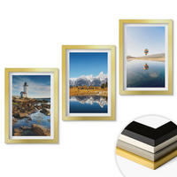 WANDBILDER 3er Set - 20x30 cm Goldrahmen - Naturansichten, Leuchtturm, Berge, Ballonfahrt - Goldfarben, Kunststoff (20/30cm) - ArtPrintCave