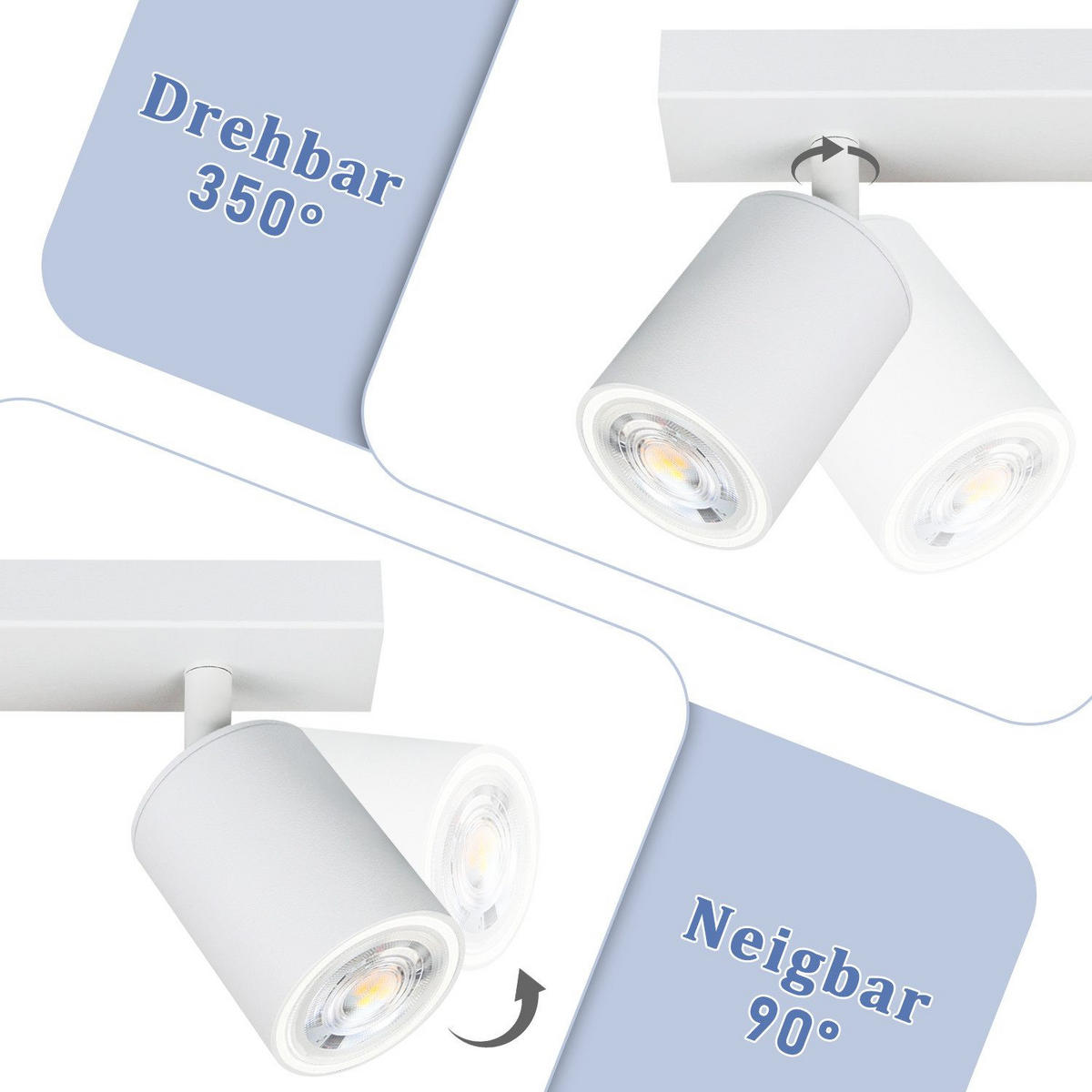 DECKENSTRAHLER Koga 42/5/7.2 - Weiß, Metall (42/5/7.2cm) - ZMH