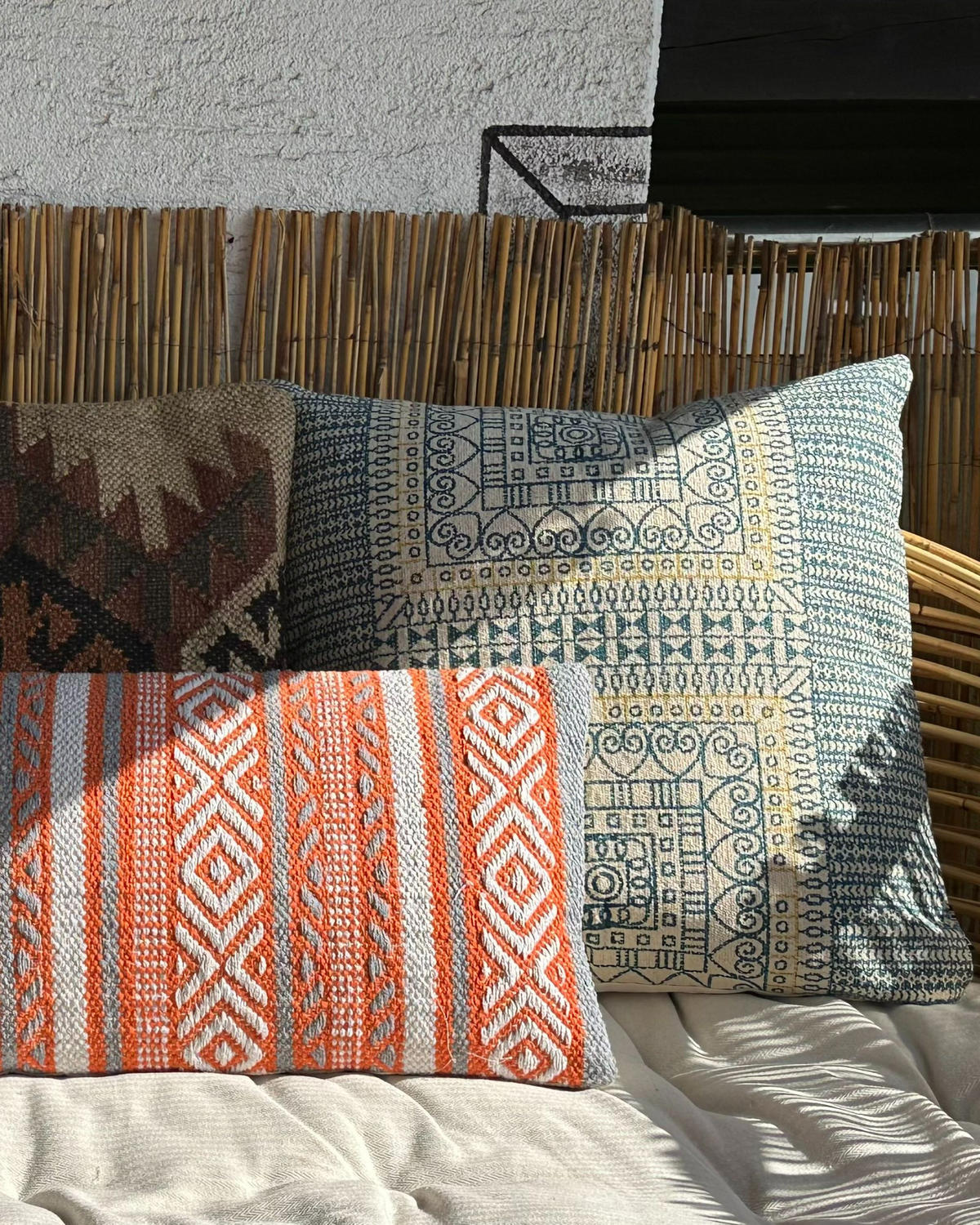 DEKOKISSEN 2er-Set Orange 50/30 cm Inula - Orange, Naturmaterialien/Textil (50/30cm) - Beliani
