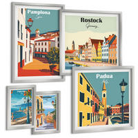 BILDER SET 5er Set - 50x50 cm & 20x30 cm & 40x60 cm Silberner Rahmen - Architektur der Küstenstädte - Silberfarben, Kunststoff (40/60cm) - TULUP