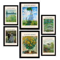 POSTER Set Mit 6 Monet Malergalerie A3 & A4 Schwarzer Rahmen - Schwarz, Papier (29/3cm) - Nacnic