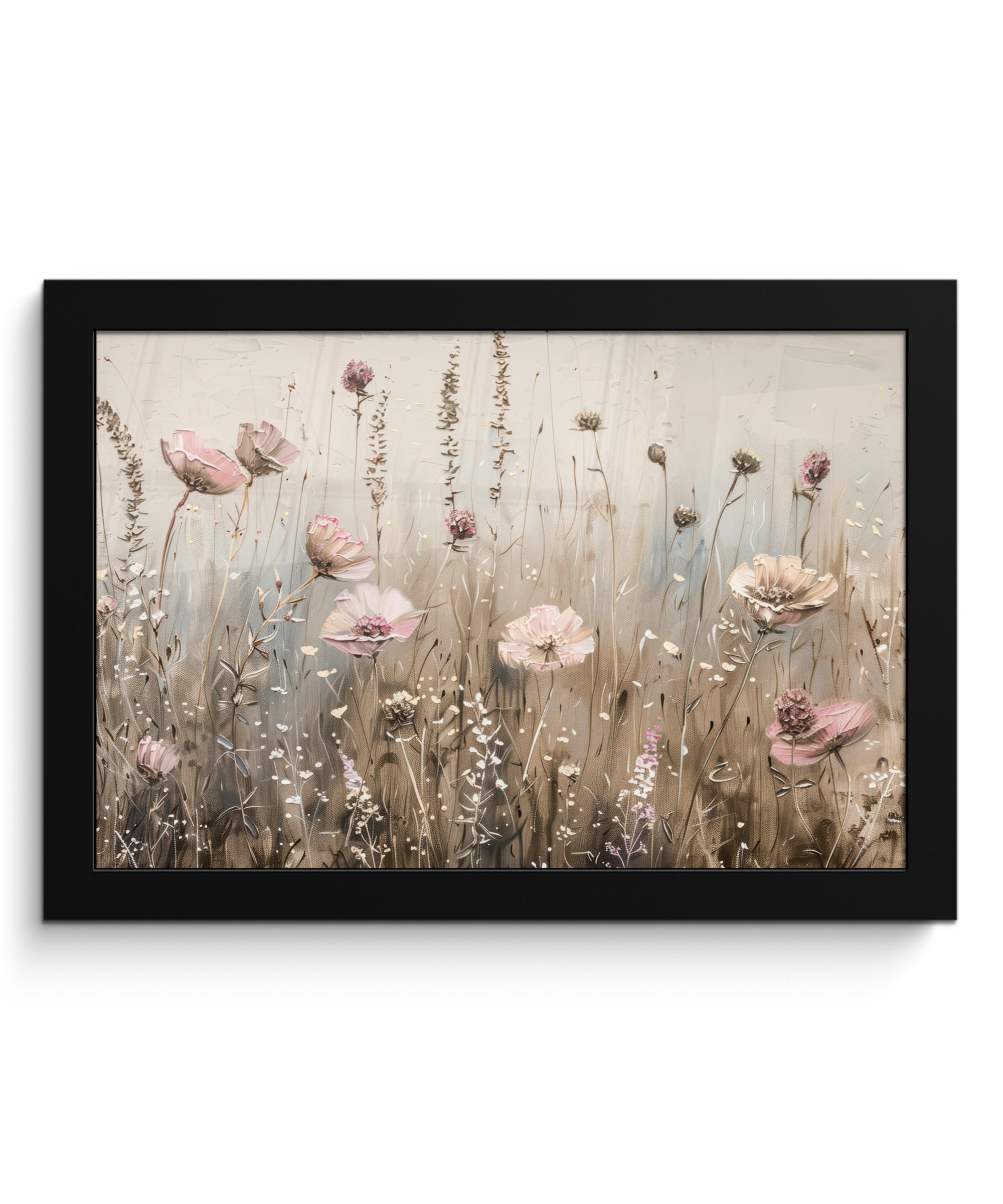 POSTER MIT RAHMEN Blumen - Rosa - Modern - Beige 30x20 cm - Beige, Papier (30/20cm) - MuchoWow