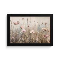 POSTER MIT RAHMEN Blumen - Rosa - Modern - Beige 30x20 cm - Beige, Papier (30/20cm) - MuchoWow