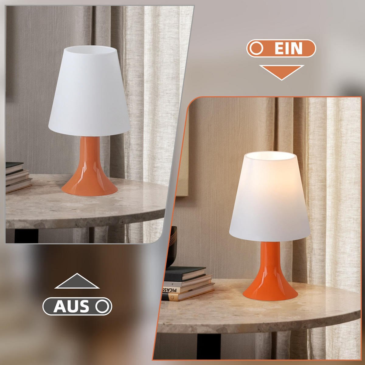 TISCHLEUCHTE Naumov (2er-Set) - Orange, Kunststoff (24.5/9/13cm) - Nettlife